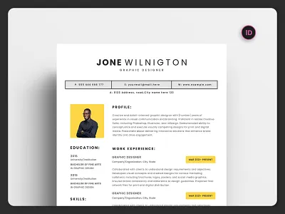 Graphic designer 1 page resume design 1page