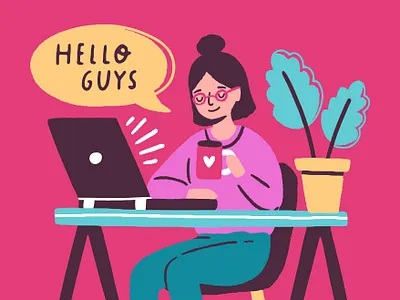 Bundle of design elements for blogging and vlogging blog blogger blogging cartoon character collection concept cute design elements female flat girl illustration set social media trendy vector vlog vlogging woman