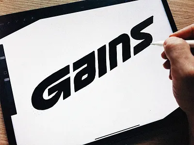 Gains_logo_process bold branding calligraphy casino crypto custom edgy flow identity lettering logo modern online process script smart type unique wordmark
