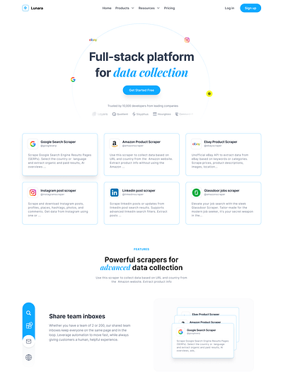 A Landingpage for a Saas ui