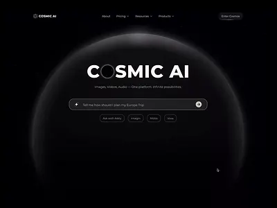 Cosmic AI's Animated Hero Section animation branding design graphic design logo ui uiux design website design