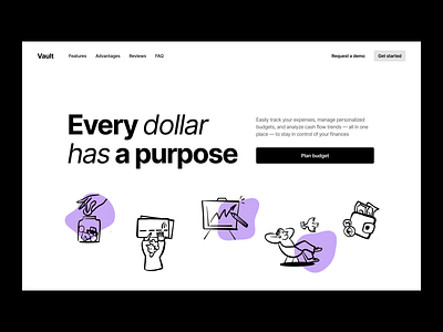 Vault website interaction animation bill design dollar illustration illustrations interaction landing money outline illustration pay payment payments stroke illustration ui ux vector illustration web website
