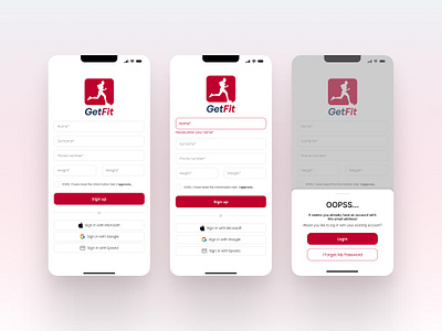 📝 GetFit – Sign Up & Validation UI ui