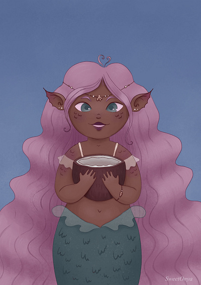 Coconut Little Mermaid. Character for Kids Shampoo Packaging 2d adorable branding cartoon character design children illustration cute fairytale illustration mermaid package design