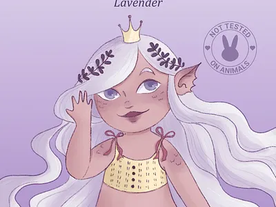 Lavender Little Mermaid. Character for Kids Shampoo Packaging 2d adorable art artist branding cartoon character design children illustration cute design fairytale for kids girl illustration illustrator magic package design packaging