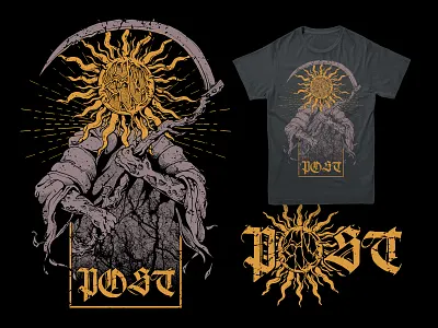 Post. Festival Shirt concert drawing fest gothic illustration metal music occult reaper rock show sun