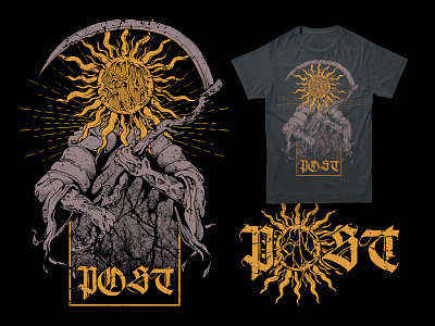Post. Festival Shirt concert drawing fest gothic illustration metal music occult reaper rock show sun