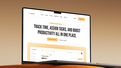 Productivity App Landing Page ai app app design design graphic design hero design hero section design home page design landing page design productivity responsive web saas time tracking ui ux web design yellow