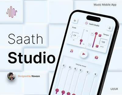 Mobile & Tablet UI for Music App – Saath Studio adobe xd design figma interaction design mobile app music app neumorphism product design prototype typography ui uidesign user interface ux vector wireframe