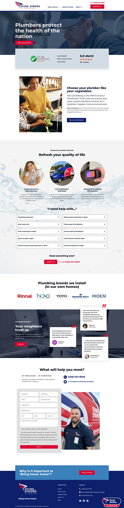 Stars & Stripes Plumbing elementor wordpress