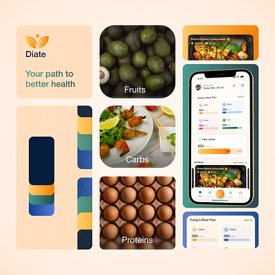 Diate — a conceptual Diet Mobile App app design diet diet app diet mobile app fitness health health app health diet health mobile mobile app product design tracking ui ui designer uiux