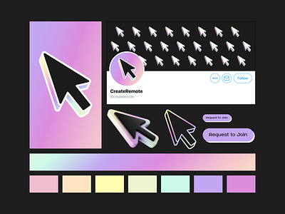 Create Remote Branding 3d brand design brand team branding create remote cursor designers gen z mouse online community pastel remote work visual design web 3