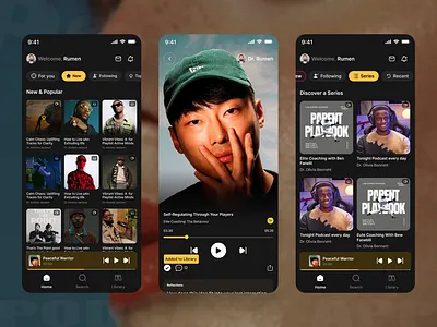Podcast Mobile App app app design design exploration hr rumen live streaming mobile app motion graphics music play player playlist podcast podcast app podcast mobile app podcasting streaming streaming app ui ux