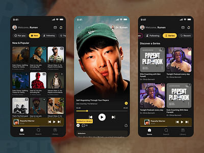 Podcast Mobile App app app design design exploration hr rumen live streaming mobile app motion graphics music play player playlist podcast podcast app podcast mobile app podcasting streaming streaming app ui ux