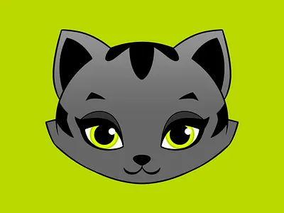 Clover the Mystic Cat adorable cat illustration animated character black tabby cat logo brand identity cartoon cat character design character designer chartreuse chibi cat character cute cat drawing etsy brand logo gray kitten green eyed kitty grey kitty cat icon designer lime green logo designer magic cat emoji tabby cat icon vector illustration