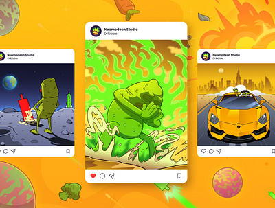 Cuke: Social Posts #1 arab emirates art cartoon crypto crypto art cucumber illustration instagram instagram art lamborghini marketing mascot meme meme coin nft social media social post space