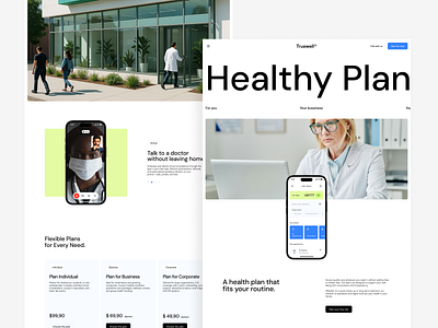 Truewell Landing Page design health healthy interface landing landing page layout ui ux web web design