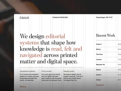 Editfield - Editorial Web Concept editorial minimalism typography first visible grid design webdesign