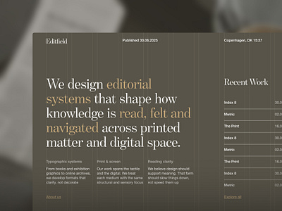 Text-Led Web // Editorial Design // Editfield editorial design grid design traditional typography first web design
