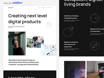 Pleasures - Webflow Template about me black and white dark theme design hero illustration landing personal portfolio template ui web web design webflow website