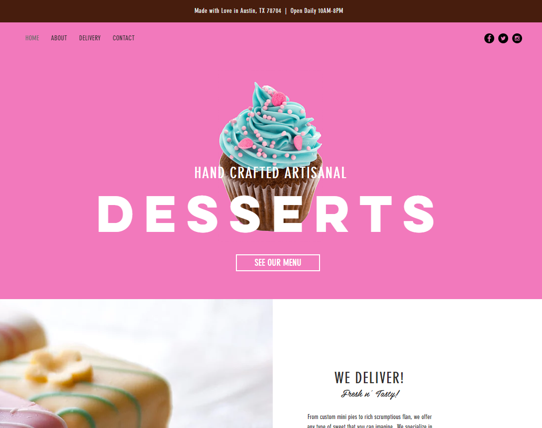 Glaze Desserts brand website design — dessert eCommerce food photography
