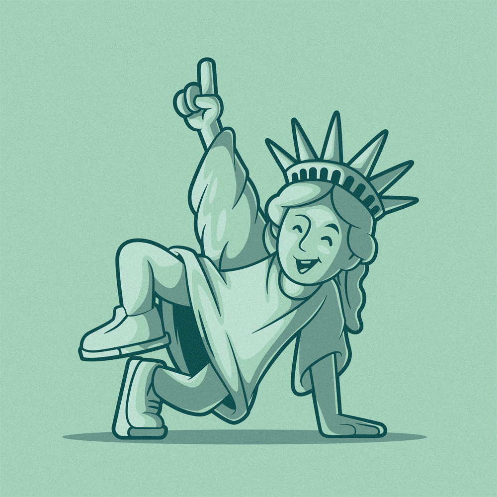 Break Liberty! branding character colors cute dance design funny graphic illustration logo mascot shirt vector