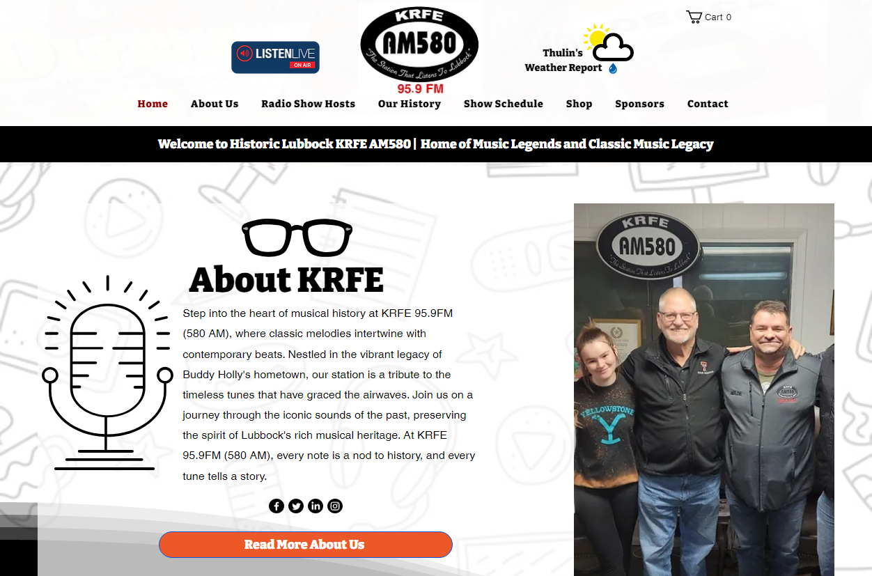KRFE AM580 radio station website design — Lubbock Texas broadcast media