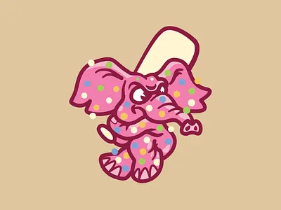 Frosted baseball beisbol branding design elephant frosted animal frosted animal cracker frosted cracker graphic design illustration logo mascot milb minor league sprinkles swing vector