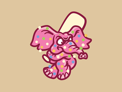 Frosted baseball beisbol branding design elephant frosted animal frosted animal cracker frosted cracker graphic design illustration logo mascot milb minor league sprinkles swing vector