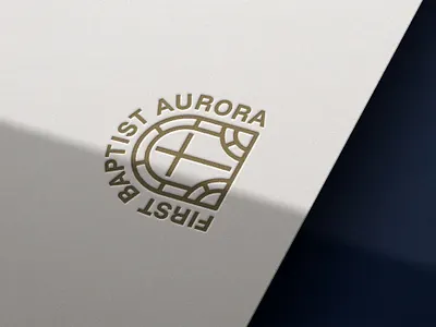 Logo Lockup for First Baptist Church Aurora arch branding church church branding cross logo identity logo rebrand stained glass