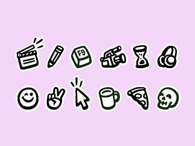 Lil Cutie Icons icon icon design illustration mograph peace sign skull smiley sticker sticker design