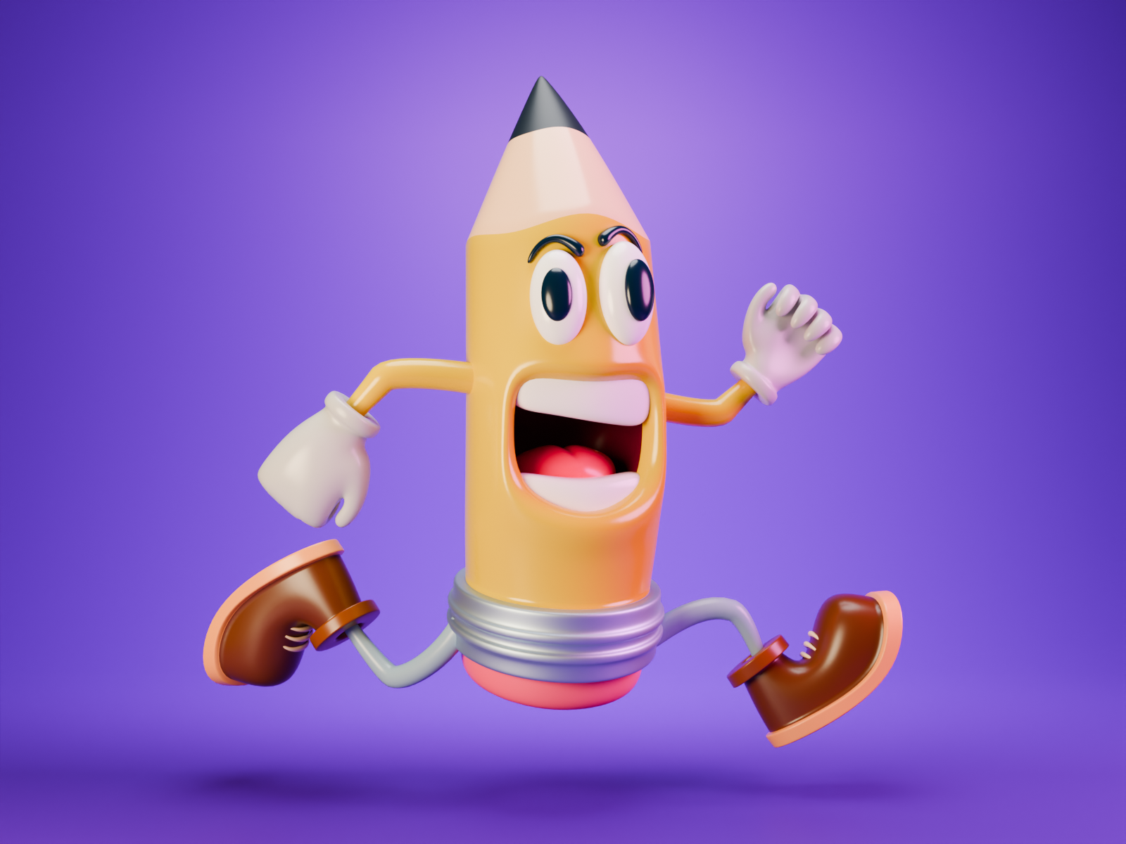 Funny Pencil 3d character characterdesign drawing flat design illustration vector