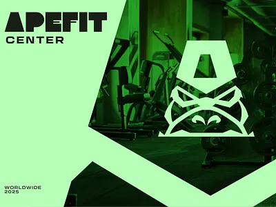 Gorilla Logomark for Apefit Fitness Center bold brand branding custom dinamic emblem esport fitness gorillas green identity logo mark mascot nature project security strong symbol visual identity