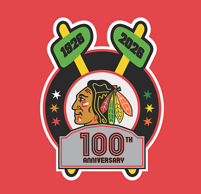 Chicago Blackhawks 100th Anniversary 100 blackhawks brand branding chicago design graphic design hockey identity illustration logo nhl sports ui visual