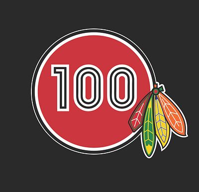 Chicago Blackhawks 100th Anniversary (Secondary, v1) 100 blackhawks brand branding chicago design graphic design hockey identity illustration logo nhl sports ui visual