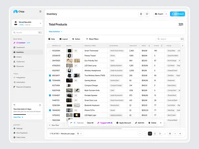 CRM Sales Dashboard - Inventory Page business tools clean dashboard crm dashboard dashboard ecommerce crm inventory management inventory software modern ui product catalog product management sales dashboard stock control stock management supply chain table uidesign uiux uxdesign warehouse website