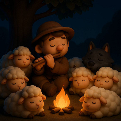 The Shepherd and his gang :D He finally made peace :) 3d 3d art animation book art graphic design illustration illustrator