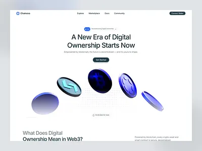 Chainova - Blockchain Landing Page blockchain branding card chart coin crypto design landing page motion trading ui website