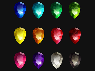 2D Rainbow Gems 2d assets emoji design game assets magic gems rainbow gems ui design vector illustration