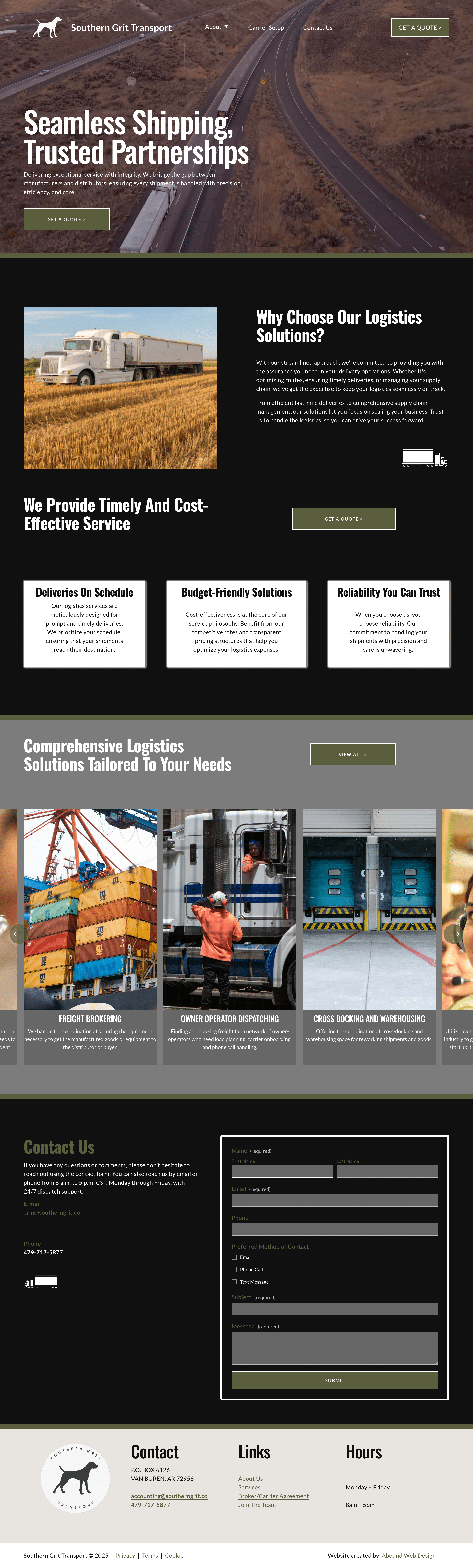 Southern Grit Transport css javascript squarespace squarespace web design squarespace web developer web design web developer webdesign websites