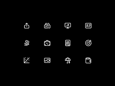 New Icons ✨ icon icon design icon library icon pack icon set iconography icons identity card new icons projector qq plot share 03 shared drive target 02 tips travel bag umbrella dollar wallet 02