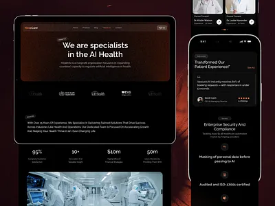 AI Healthcare Responsive Website Design consultation dark ui health ui healthcare website healthtech interaction design landing page landing page design medical website medical website design modern website online doctor orbix studio product design responsive design technology uiux design web design web design inspiration website design