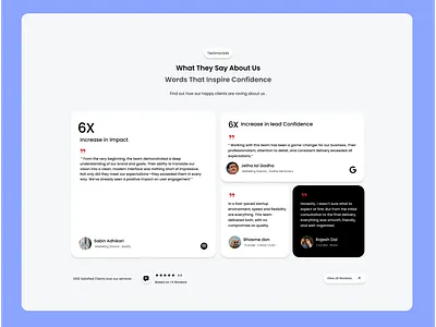 Testimonials Section ui ux