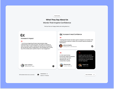 Testimonials Section ui ux