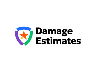 Damage Estimates bold branding certified design geometric logo logodesign modern shield star