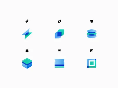 Computing Icons app brand chip computer gradient icon illustration logo memory minimal overlap overlay ram set software speed temperature thermal ui vector