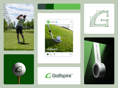 Golfspire™ | Golf Club Logo & Brand Identity Design abstract logo brand identity branding club design golf golf club logo logo design logo designer minimal modern sport symbol
