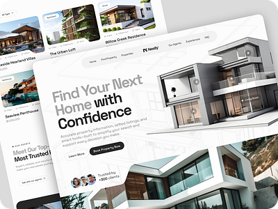 Nestly - Real Estate Website Exploration cleandesign cleanui design digitalrealestate figmadesign homesearch housingdesign minimaldesign modernui propertyagent propertylisting propertywebsite realestatetech realestatewebsite ui uiuxdesign userexperience virtualtour webdesign websitedesign
