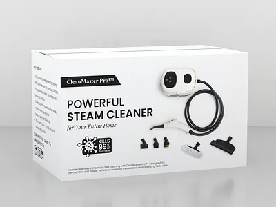 CleanMaster Pro™ – Powerful Steam Cleaner Packaging Design ecommercedesign