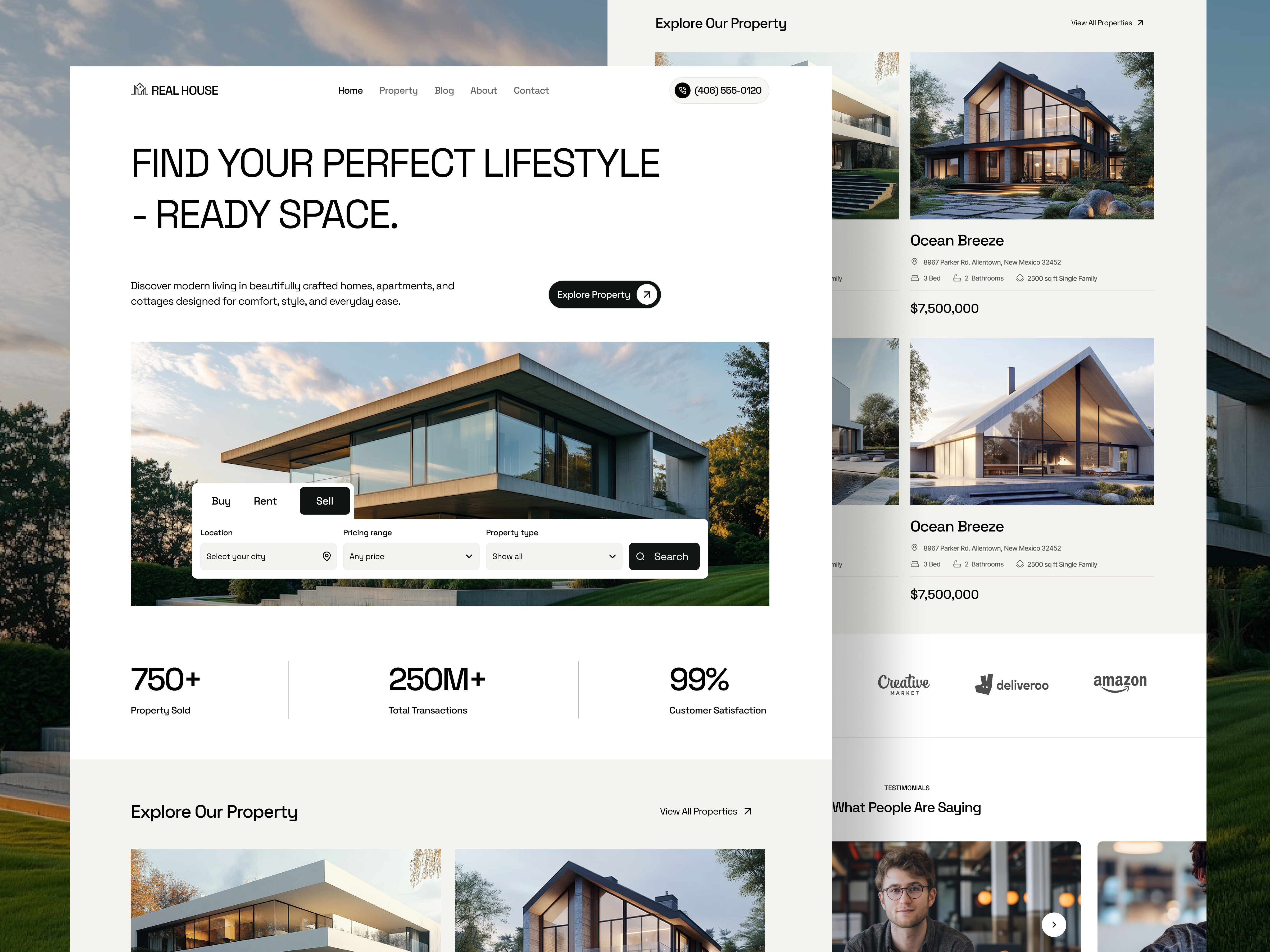 Example of Real Estate Website/Landing Page Design